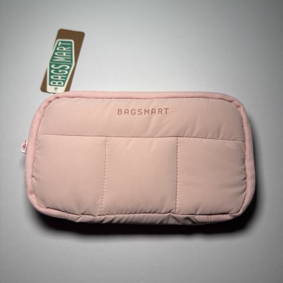 New Pink BAGSMART Travel Cosmetic/Toiletry Bag Compact for purse meds/jewelry - Picture 1 of 5